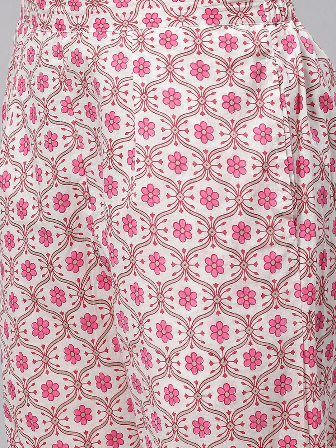 Pink Cotton Kurta Pant Set With Dupatta | LASVINI - Redefining Indian Fashion with Elegance