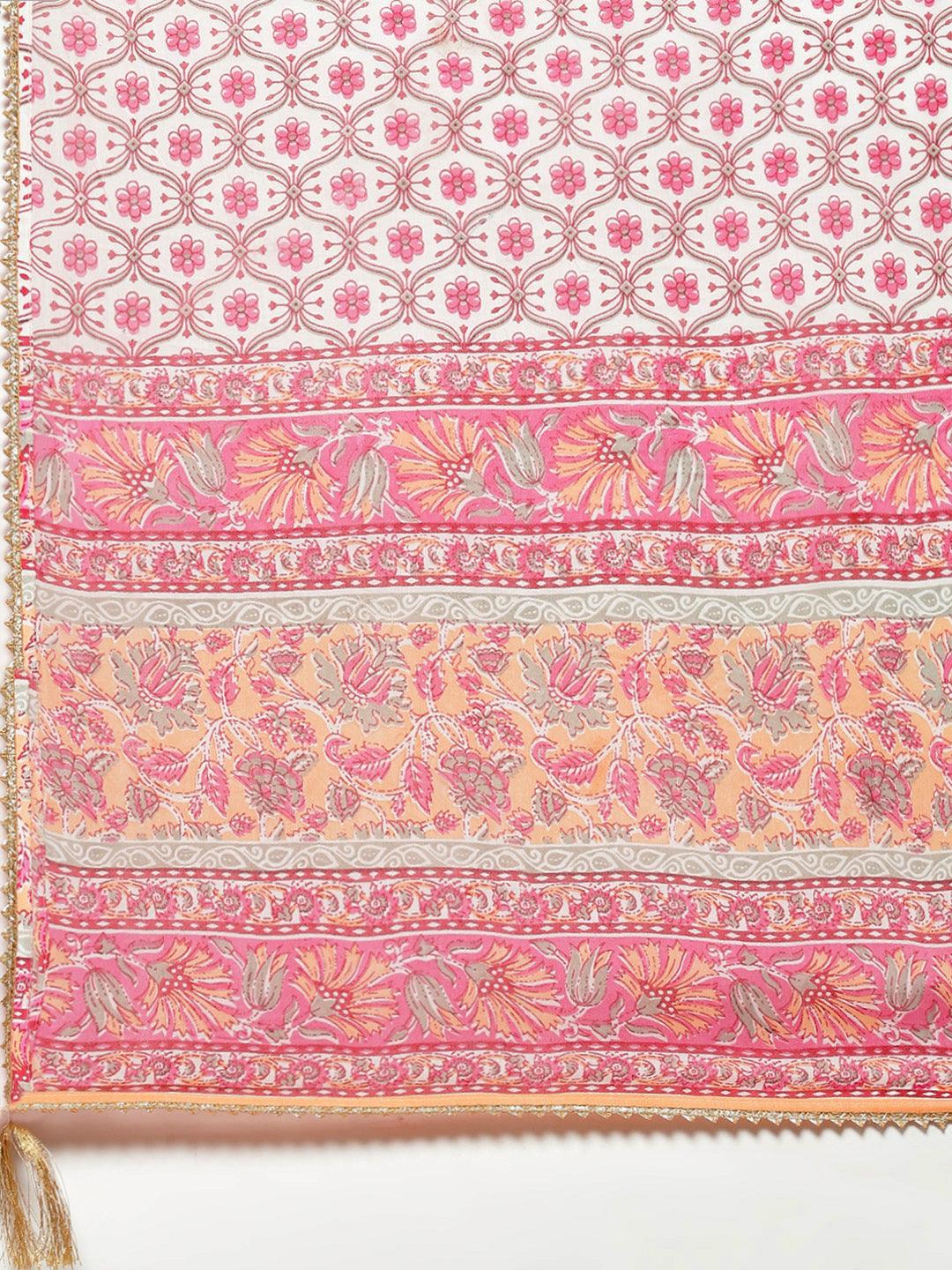 Pink Cotton Kurta Pant Set With Dupatta | LASVINI - Redefining Indian Fashion with Elegance