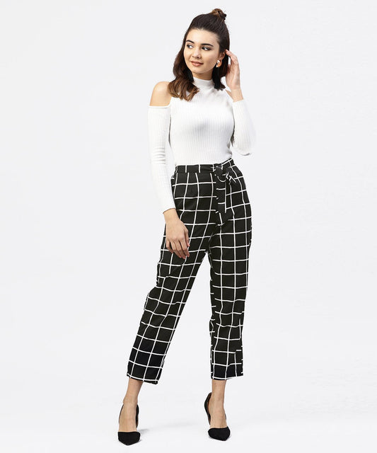 Black & White Checked Trouser With Side Pockets | LASVINI - Redefining Indian Fashion with Elegance