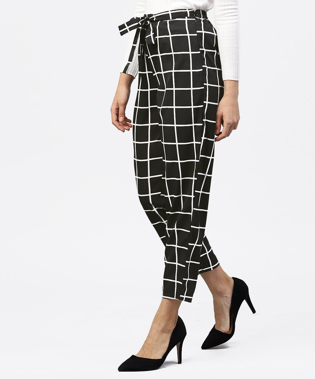 Black & White Checked Trouser With Side Pockets | LASVINI - Redefining Indian Fashion with Elegance