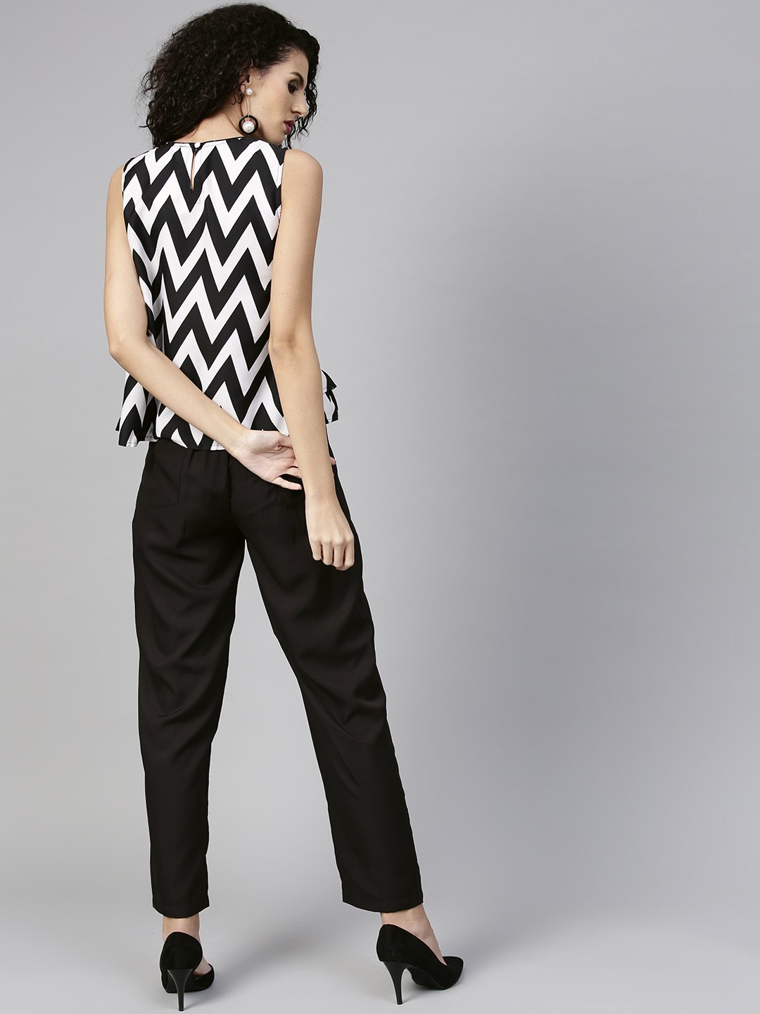 Women Black & White Printed Top With Trouser | LASVINI - Redefining Indian Fashion with Elegance