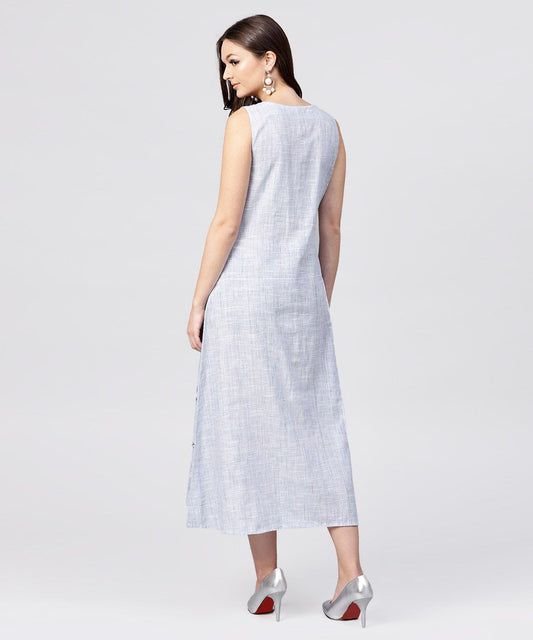 White Sleeveless A-Line Kurta With Round Neck | LASVINI - Redefining Indian Fashion with Elegance