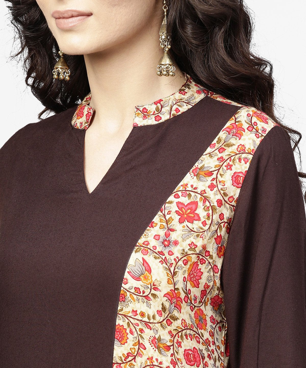 Black & Red Printed 3/4Th Sleeve Cotton Straight Kurta | LASVINI - Redefining Indian Fashion with Elegance