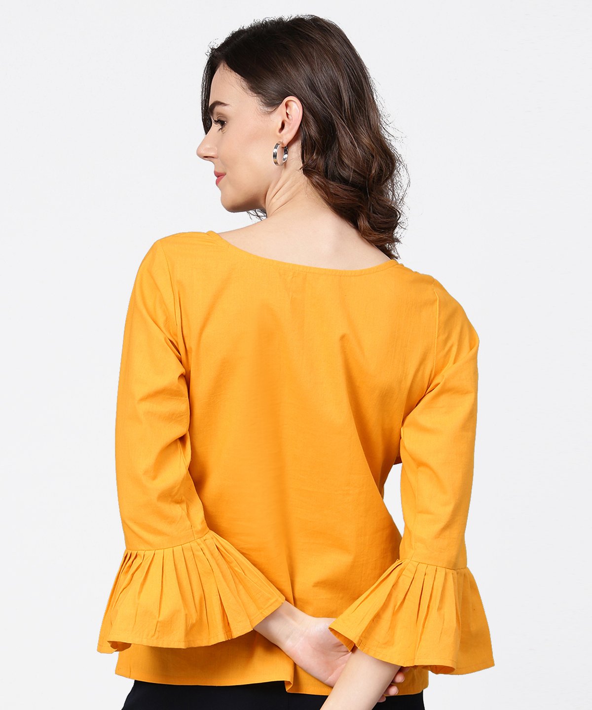 Yellow Full Sleeve Cotton Tops | LASVINI - Redefining Indian Fashion with Elegance