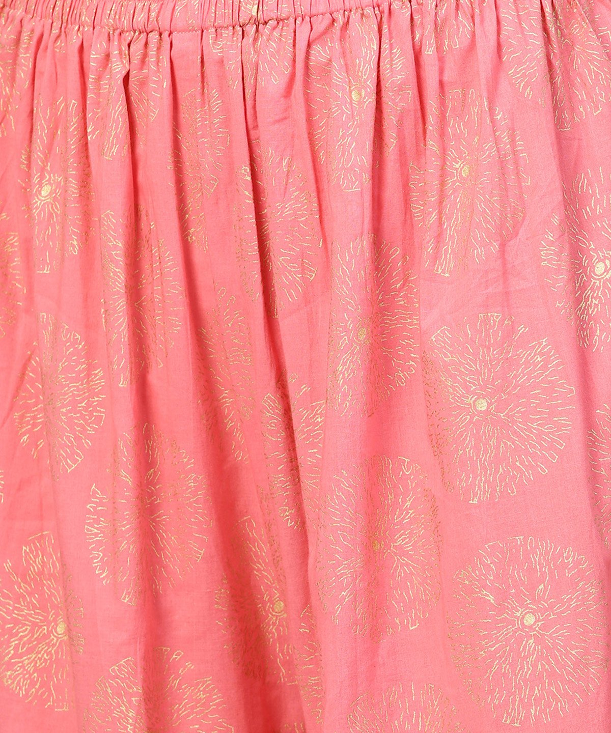 Yellow Golden Printed 3/4Th Sleeve Kurta With Pink Ankle Length Sharara | LASVINI - Redefining Indian Fashion with Elegance