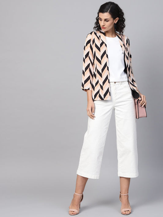 Multi Colored 3/4Th Sleeve Front Open Jacket With Belt | LASVINI - Redefining Indian Fashion with Elegance