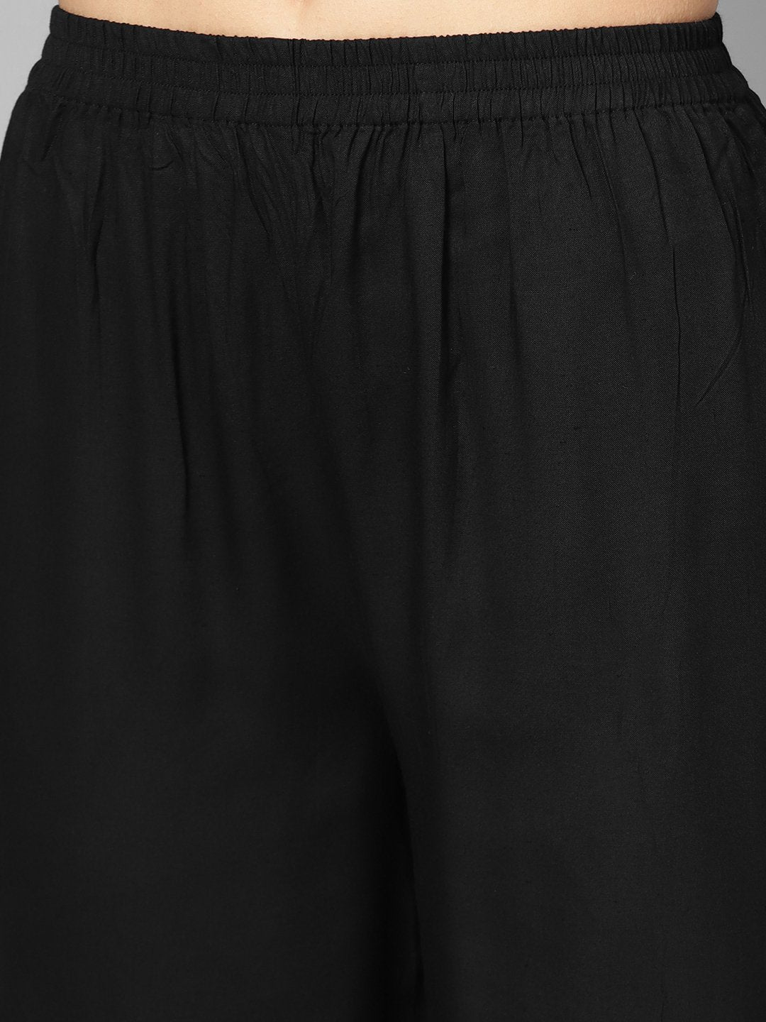 Black & Grey Floral Printed Kurta Set With Solid Black Palazzo | LASVINI - Redefining Indian Fashion with Elegance