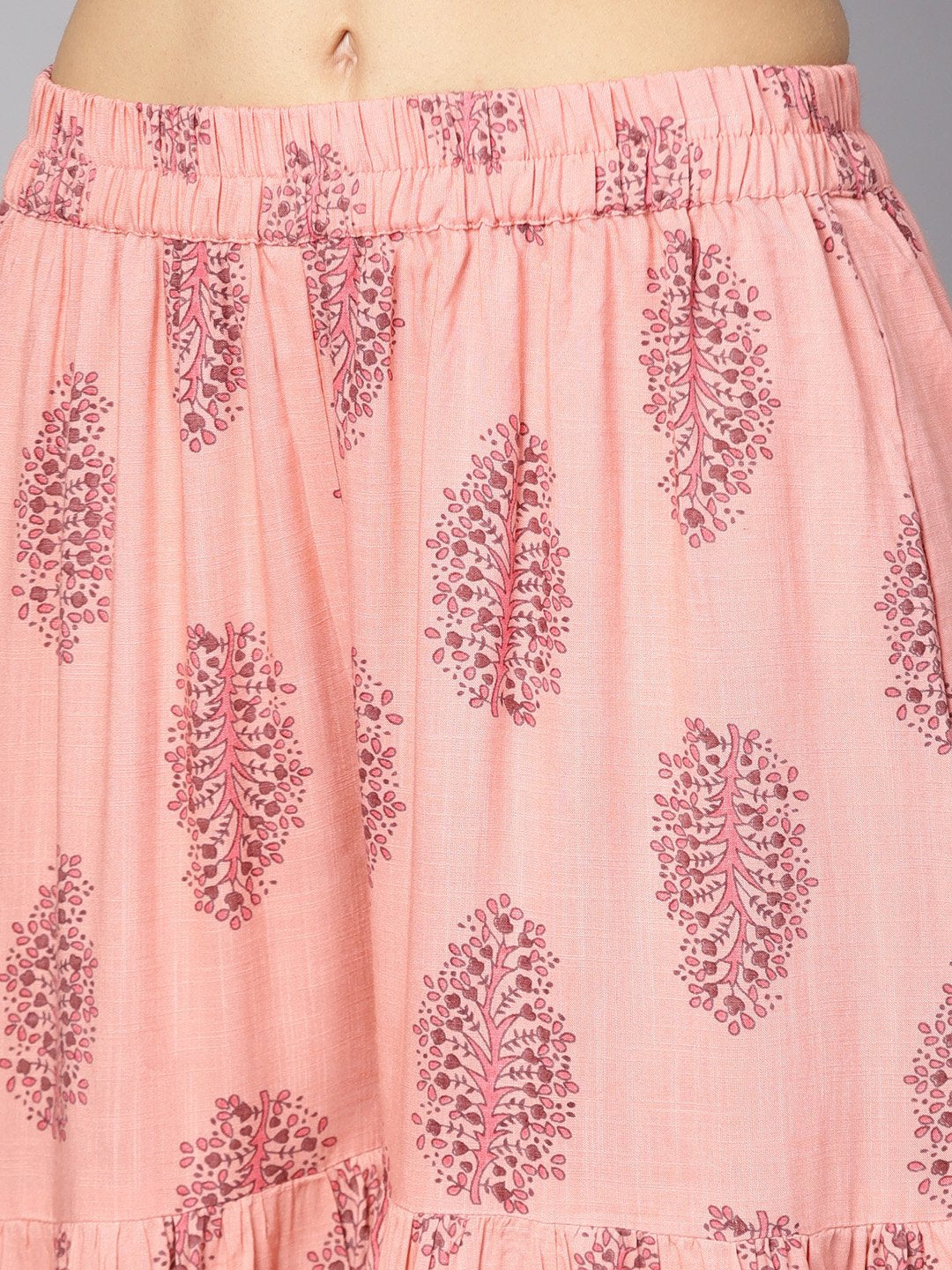 Solid Brown Half Sleeve Kurta Set With Printed Sharara | LASVINI - Redefining Indian Fashion with Elegance