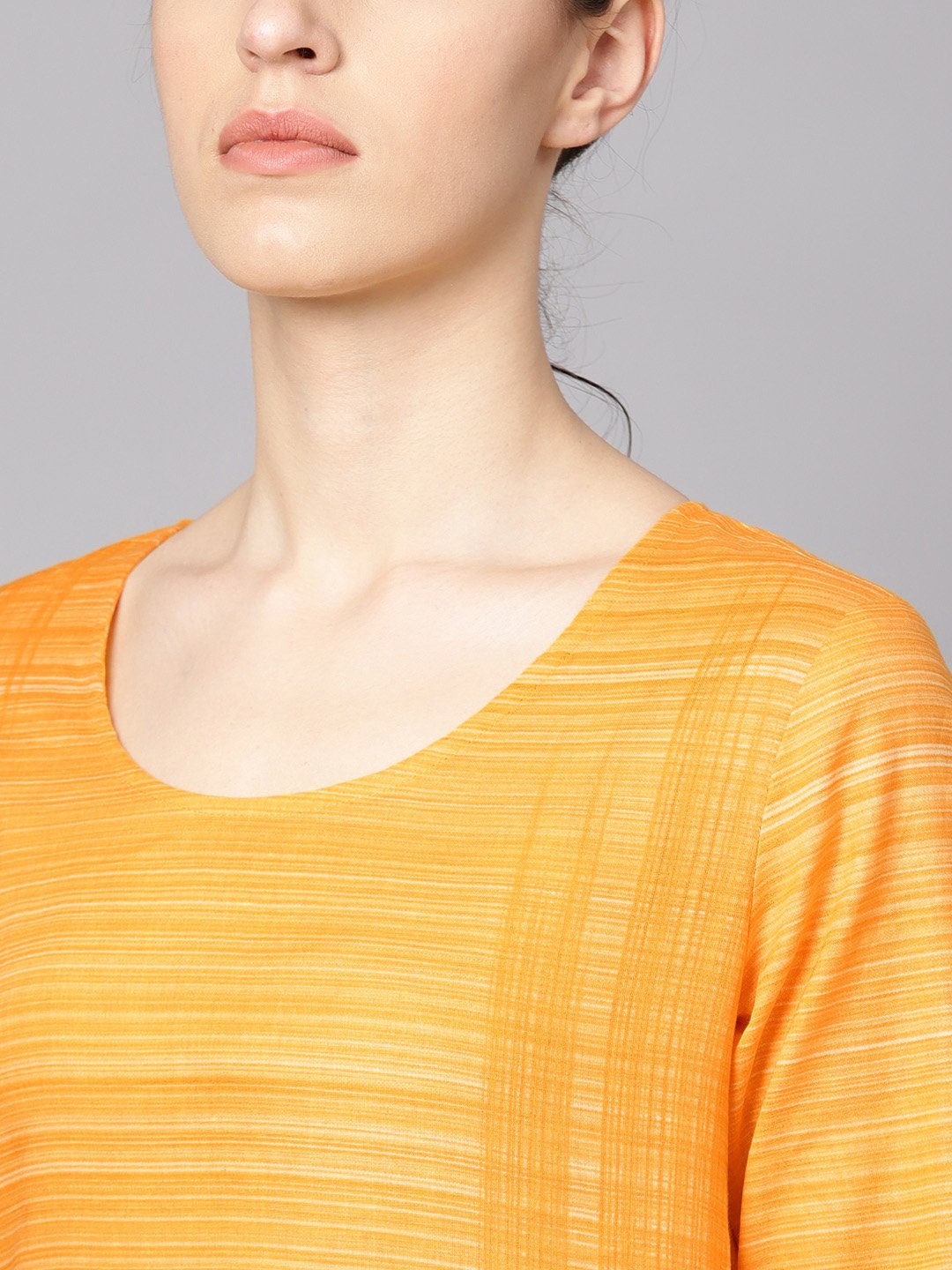 Yellow Cotton Slub Half Sleeve Kurta Set With Pants | LASVINI - Redefining Indian Fashion with Elegance