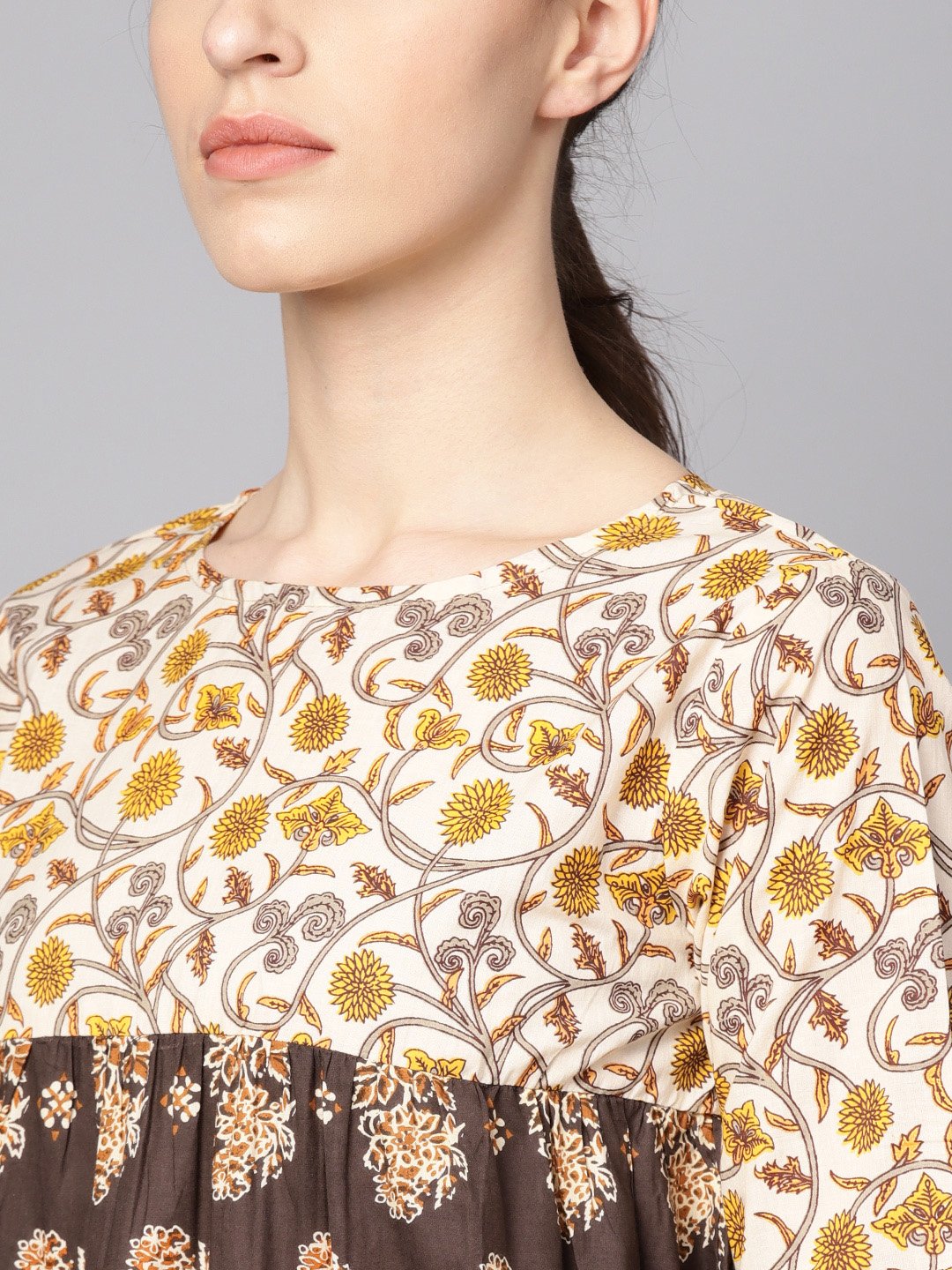 Black & Beige Printed Kurti With Printed Sharara | LASVINI - Redefining Indian Fashion with Elegance