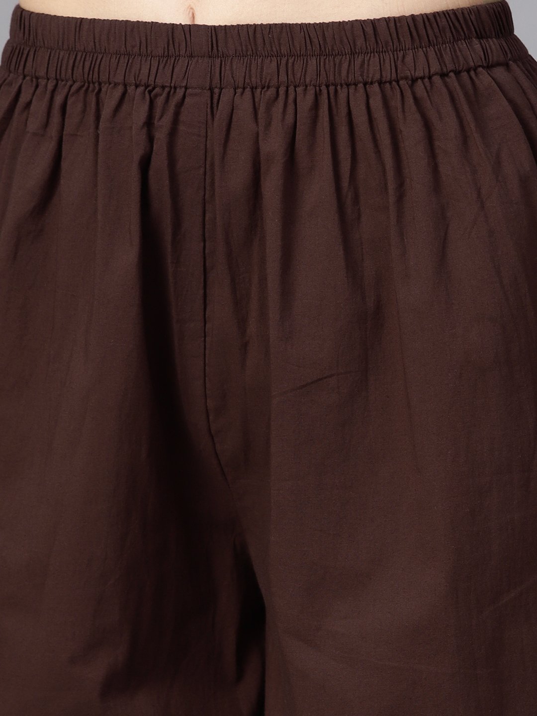 Floral Printed Assymetrical Kurta With Solid Chocolate Brown Palazzo | LASVINI - Redefining Indian Fashion with Elegance