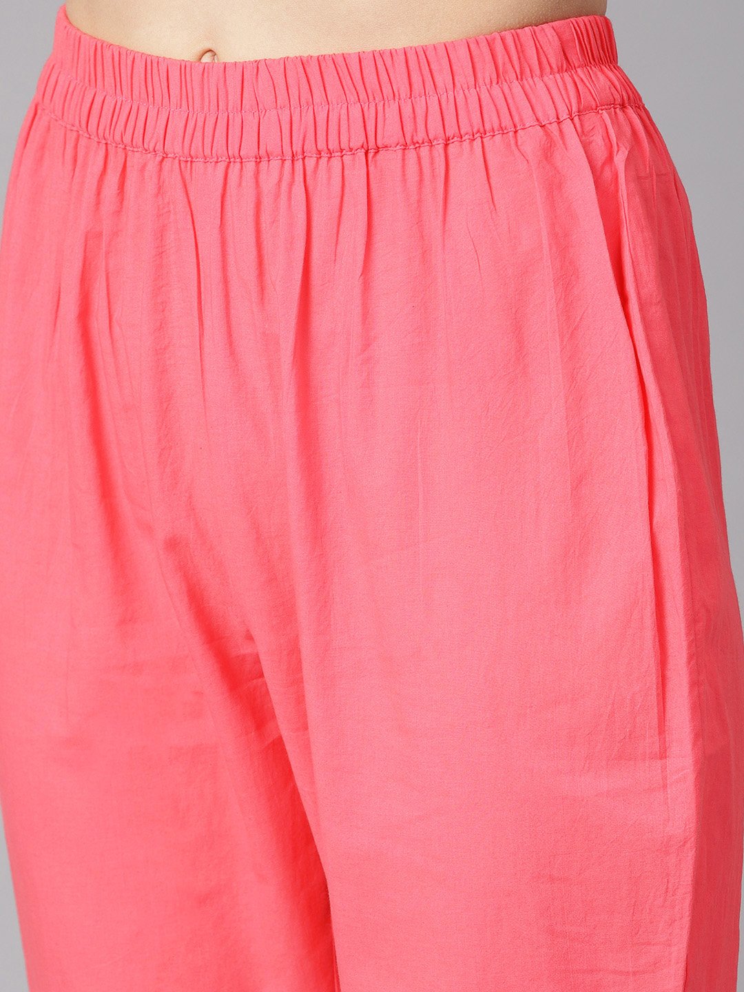 Multi Colored Floral Printed Straight Kurta With Detailed Cuff With Solid Pink Pants | LASVINI - Redefining Indian Fashion with Elegance