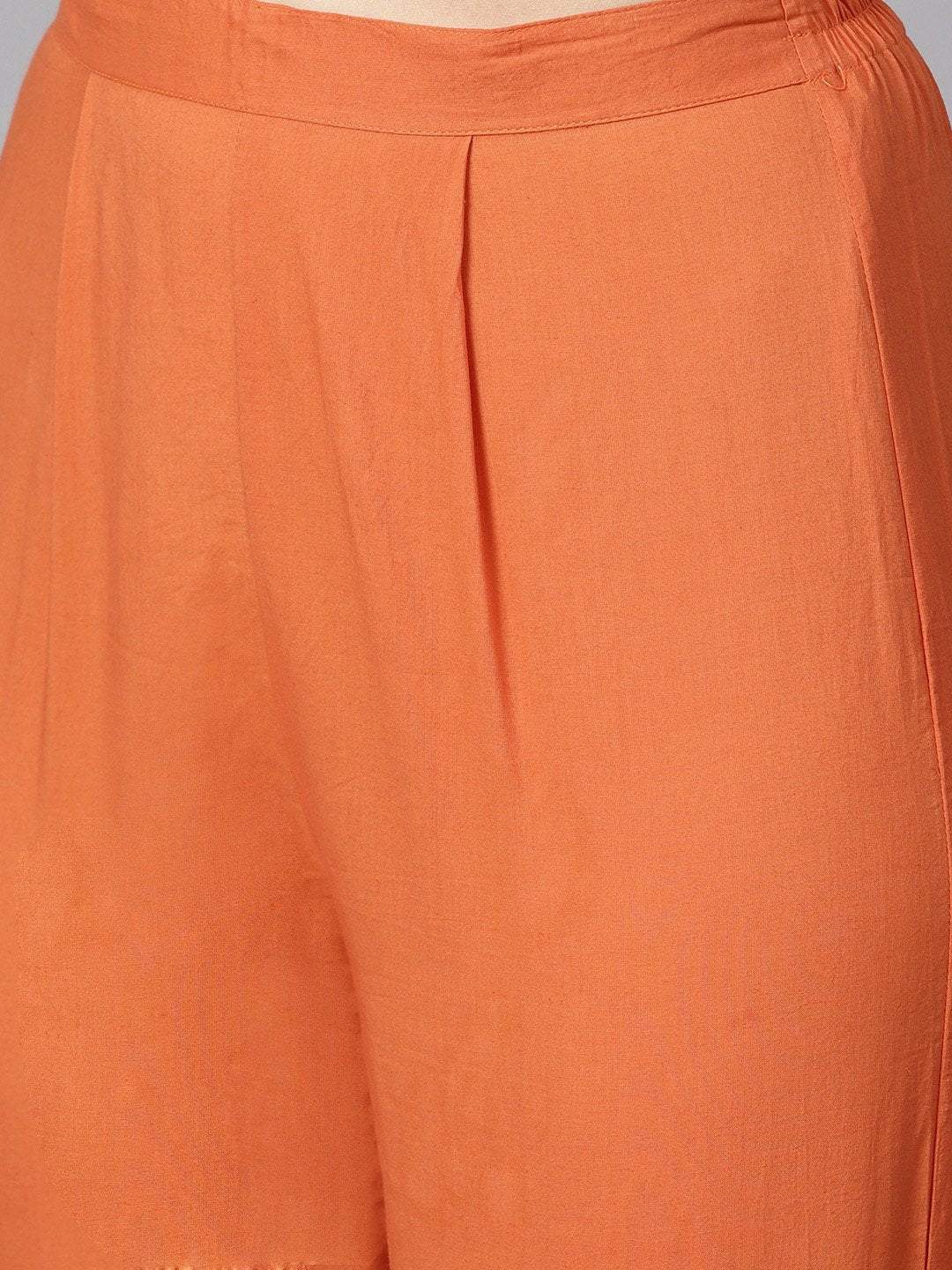 A Line Pleated Kurta With Border Detailing On The Sleeves With Straight Solid Pants | LASVINI - Redefining Indian Fashion with Elegance