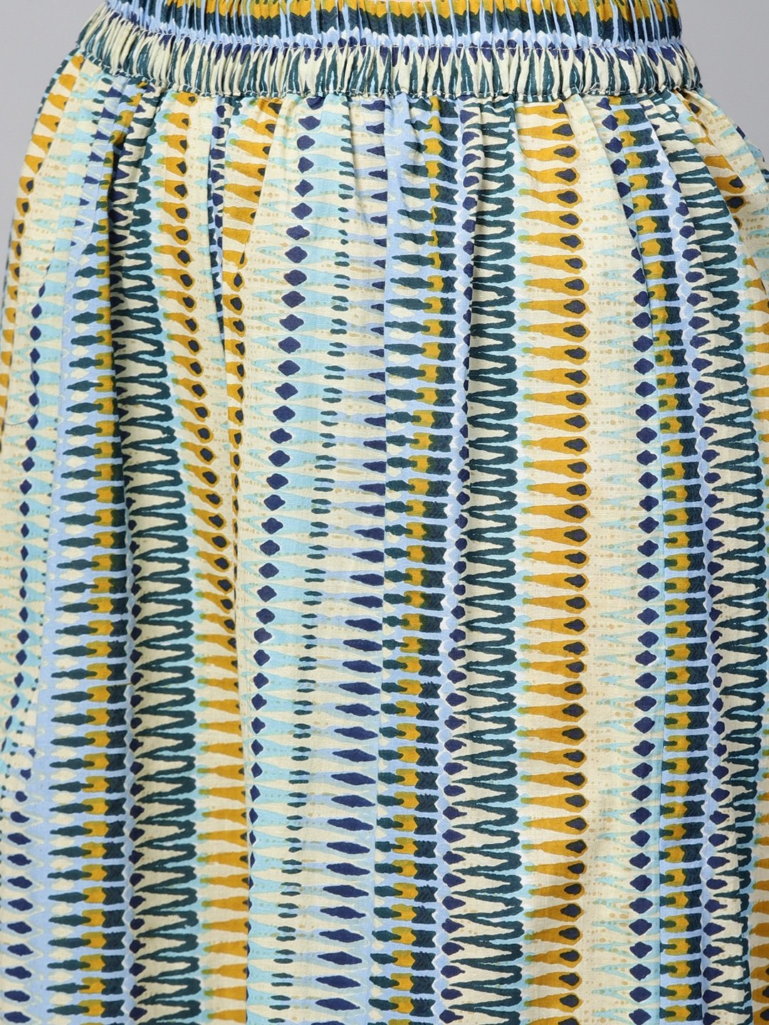 Navy Blue Kurta Set With Cream Multi Colored Culottes | LASVINI - Redefining Indian Fashion with Elegance