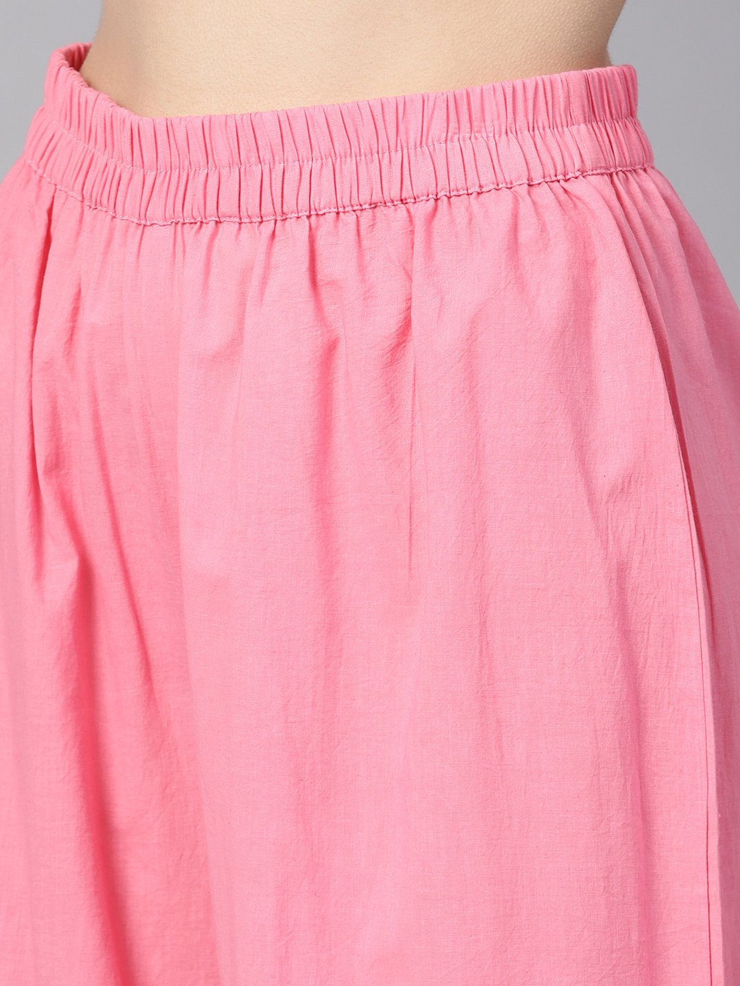 Beige Multi Colored Straight Kurta Set With Solid Light Pink Pants | LASVINI - Redefining Indian Fashion with Elegance