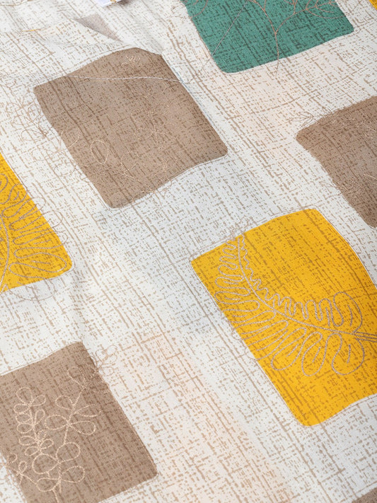 Women Off-White & Mustard Yellow Printed Top | LASVINI - Redefining Indian Fashion with Elegance