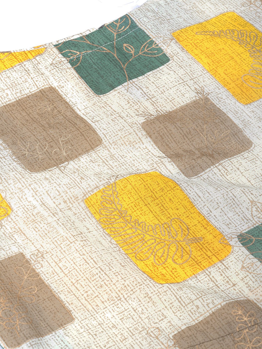 Women Off-White & Mustard Yellow Printed Straight Kurta | LASVINI - Redefining Indian Fashion with Elegance