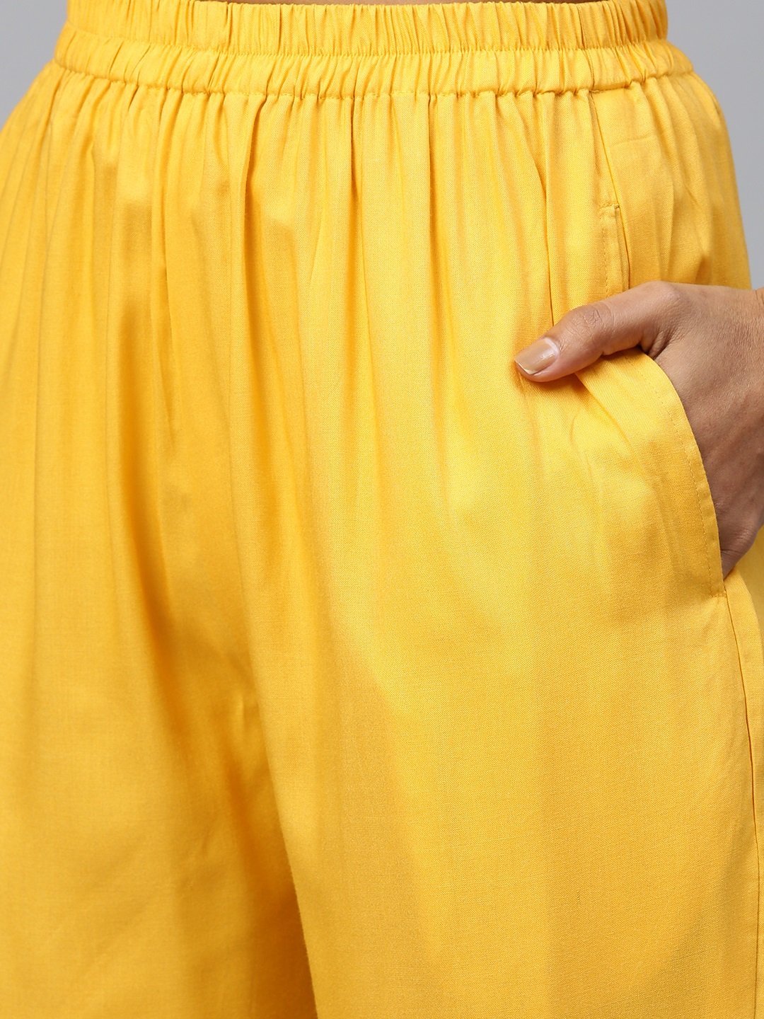 Women Mustard Sleeveless Straight Kurta Trouser Dupatta Set | LASVINI - Redefining Indian Fashion with Elegance