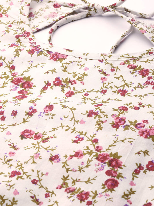 Women White Three-Quarter Sleeves Flared Kurta And Trouser Set | LASVINI - Redefining Indian Fashion with Elegance