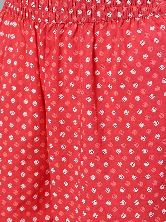 Women Dusky Pink Polkadot Print Trouser | LASVINI - Redefining Indian Fashion with Elegance