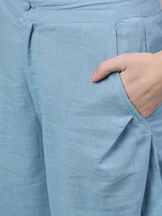 Women Blue Regular Fit Solid Joggers | LASVINI - Redefining Indian Fashion with Elegance