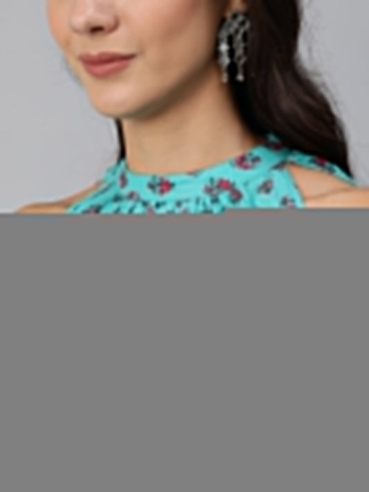 Women Green Printed Straight Sleeveless Kurta | LASVINI - Redefining Indian Fashion with Elegance