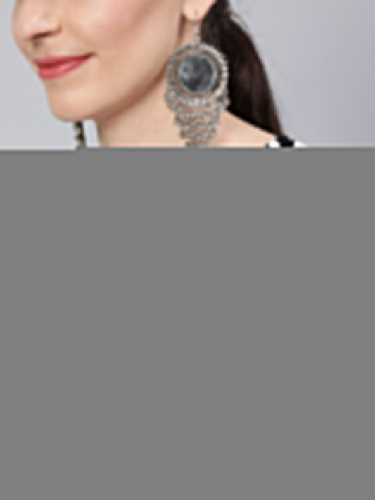 Women Black & White Zig-Zac Straight Kurta With Three Quarter Sleeves | LASVINI - Redefining Indian Fashion with Elegance