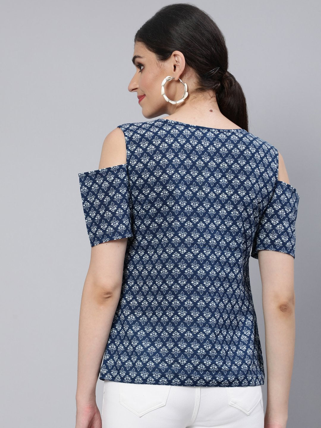 Women Blue Printed Top | LASVINI - Redefining Indian Fashion with Elegance