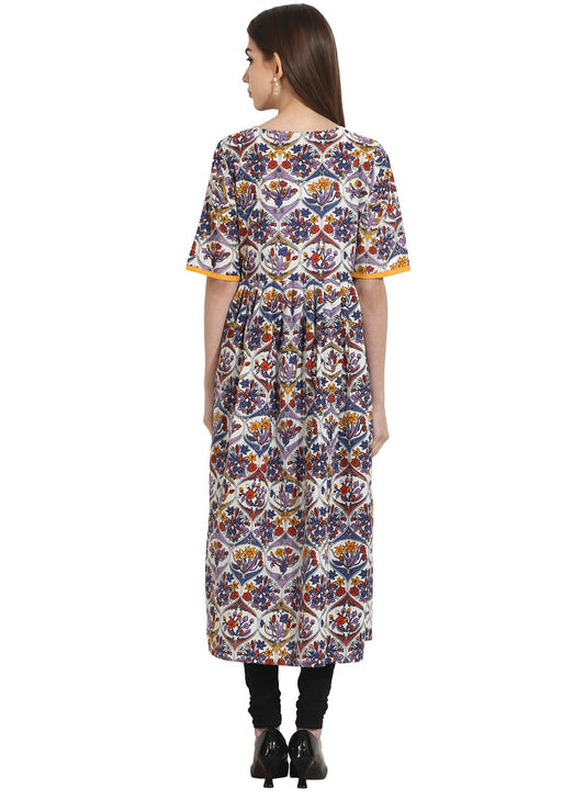 Multi 3/4Th Sleeve Cotton Anarkali Kurta | LASVINI - Redefining Indian Fashion with Elegance