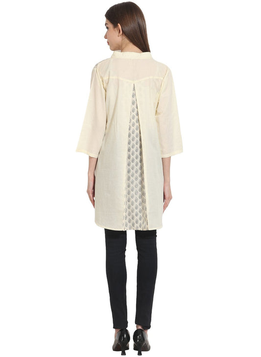 Cream Color 3/4 Sleeve Cotton Tunics | LASVINI - Redefining Indian Fashion with Elegance