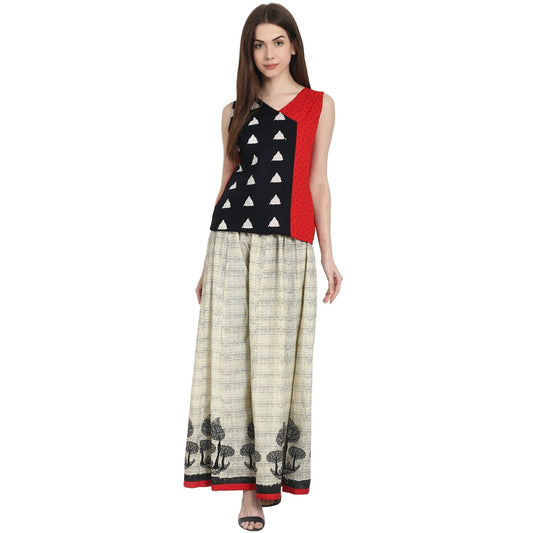 Beige Color Cotton Ankle Length Plazzo | LASVINI - Redefining Indian Fashion with Elegance