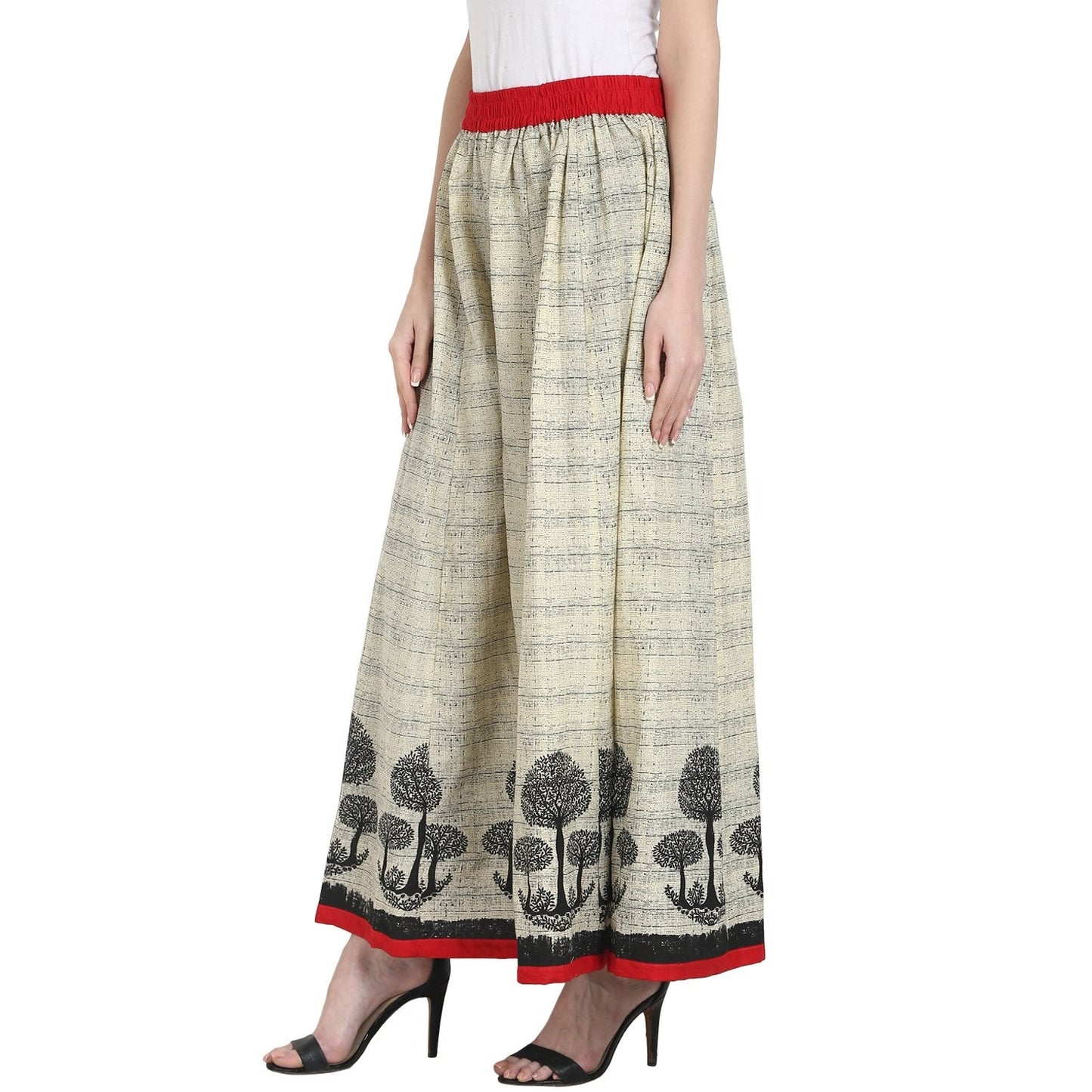 Beige Color Cotton Ankle Length Plazzo | LASVINI - Redefining Indian Fashion with Elegance