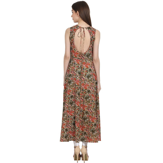 Multi Printed Sleevless Cotton Anarkali Kurta | LASVINI - Redefining Indian Fashion with Elegance