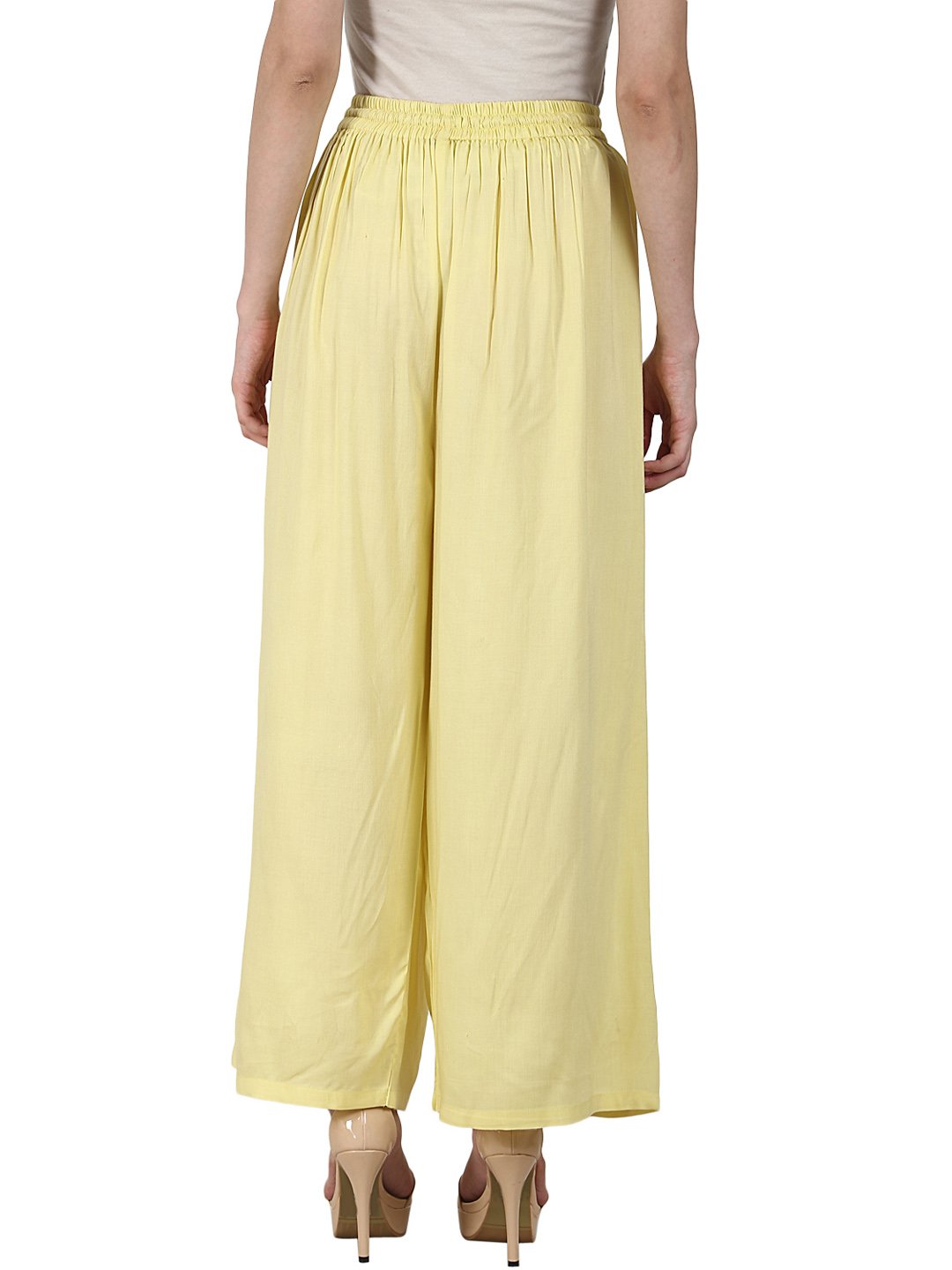 Yellow Ankle Length Rayon Straight Plazzo | LASVINI - Redefining Indian Fashion with Elegance