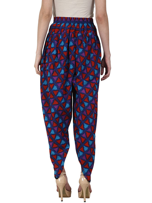 Blue Prited Cotton Ankle Length Dhoti | LASVINI - Redefining Indian Fashion with Elegance