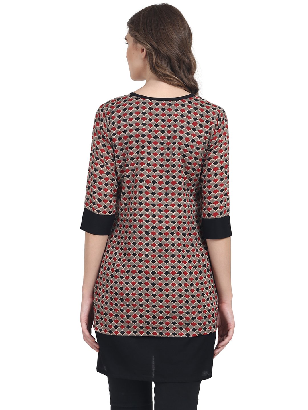 Black 3/4Th Sleeve Cotton Double Layer Tunic | LASVINI - Redefining Indian Fashion with Elegance