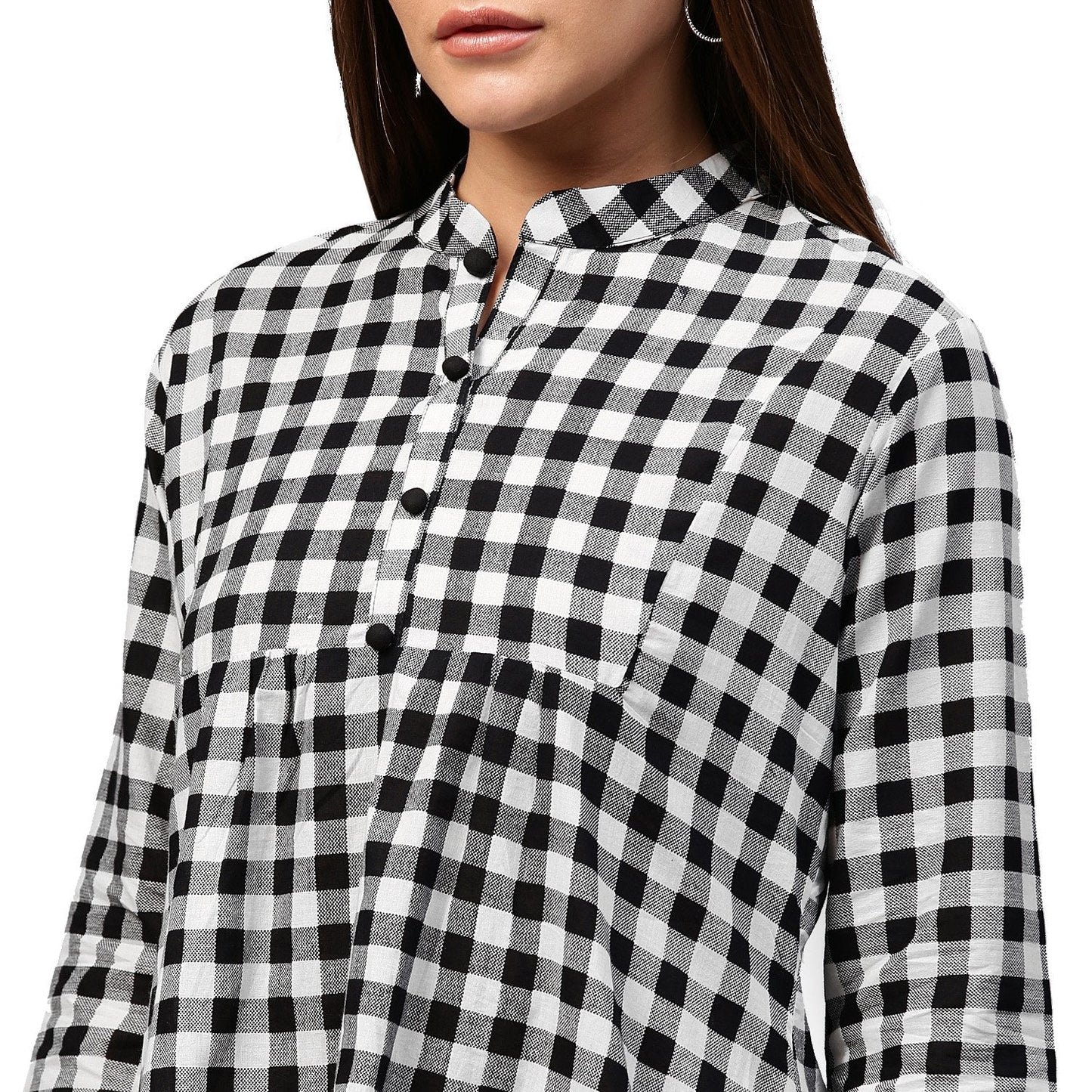 Black Printed 3/4Th Sleeve Cotton Tunic | LASVINI - Redefining Indian Fashion with Elegance