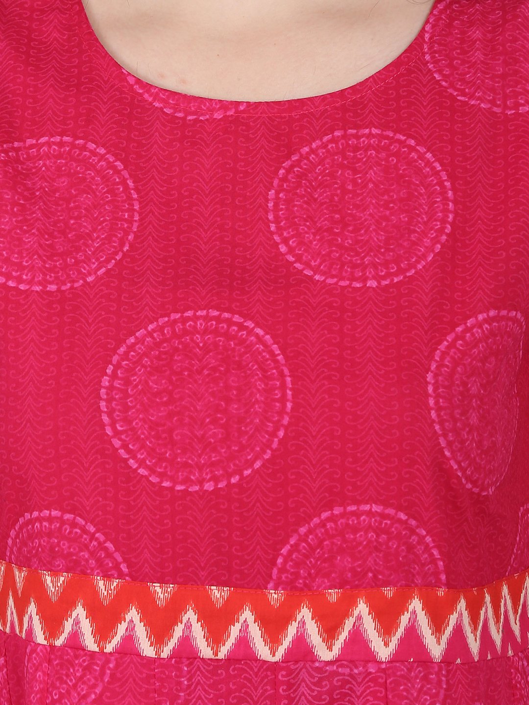 Pink Printed 3/4Th Sleeve Cotton Anarkali Kurta | LASVINI - Redefining Indian Fashion with Elegance
