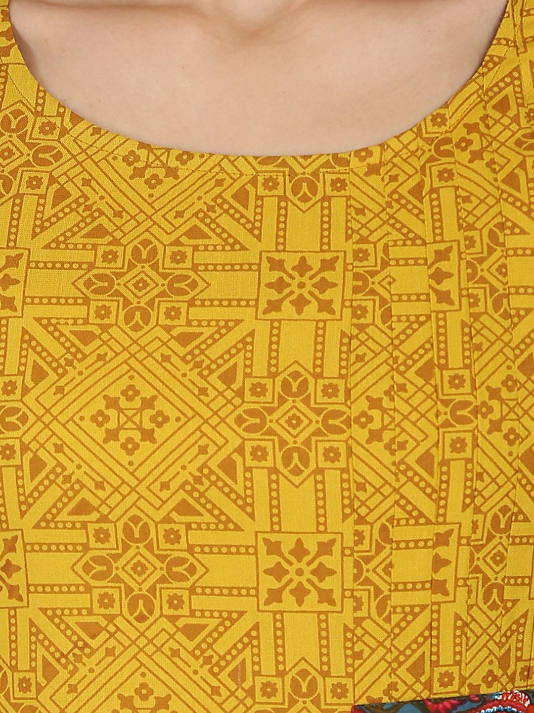 Yellow Printed Half Sleeve Rayon A-Line Kurta | LASVINI - Redefining Indian Fashion with Elegance
