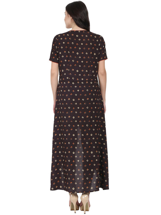 Coffee Brown Half Sleeve Rayon Angrakha Style Kurta | LASVINI - Redefining Indian Fashion with Elegance