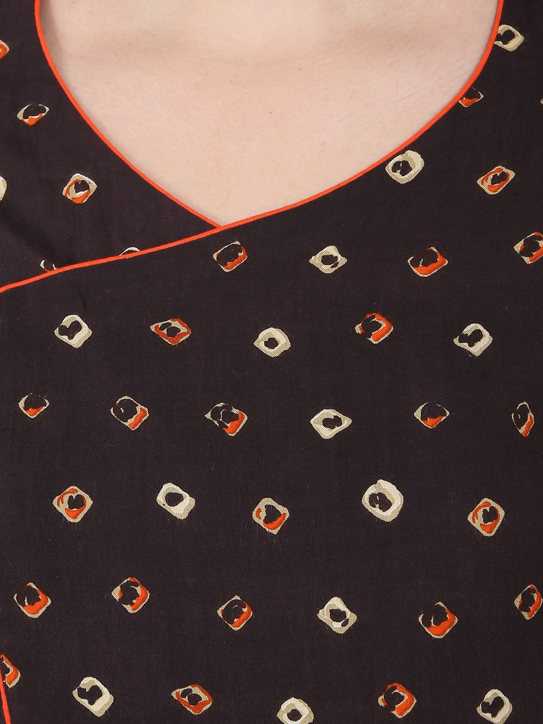 Coffee Brown Half Sleeve Rayon Angrakha Style Kurta | LASVINI - Redefining Indian Fashion with Elegance