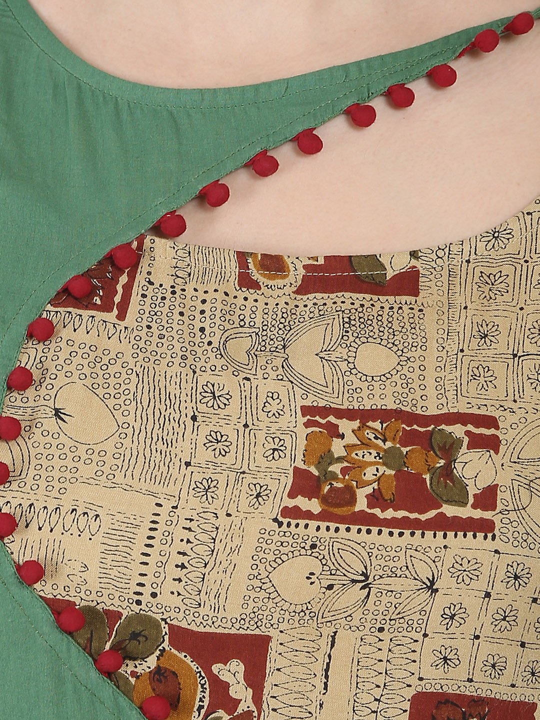 Beige Printed Half Sleeve Rayon Anarkali Kurta | LASVINI - Redefining Indian Fashion with Elegance