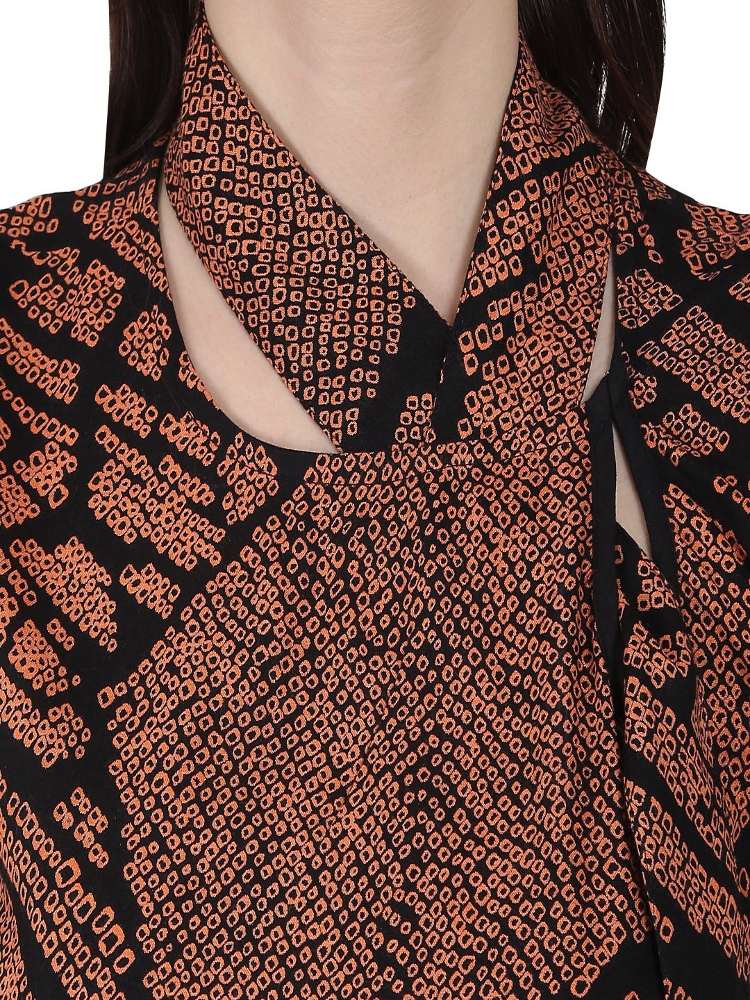 Black Printed Cap Sleeve Rayon Tunic | LASVINI - Redefining Indian Fashion with Elegance