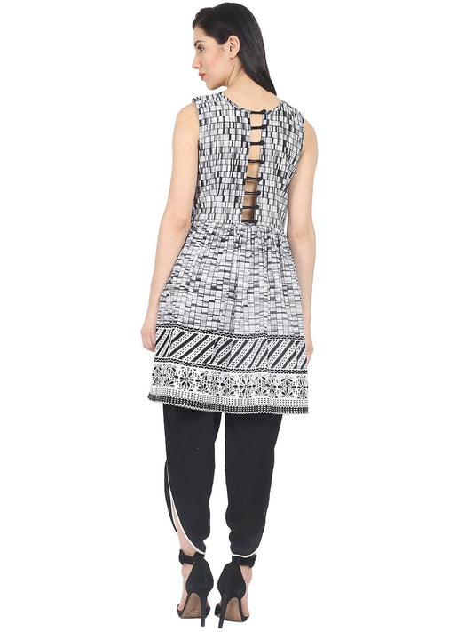 Women Grey Checked A-Line Kurta | LASVINI - Redefining Indian Fashion with Elegance