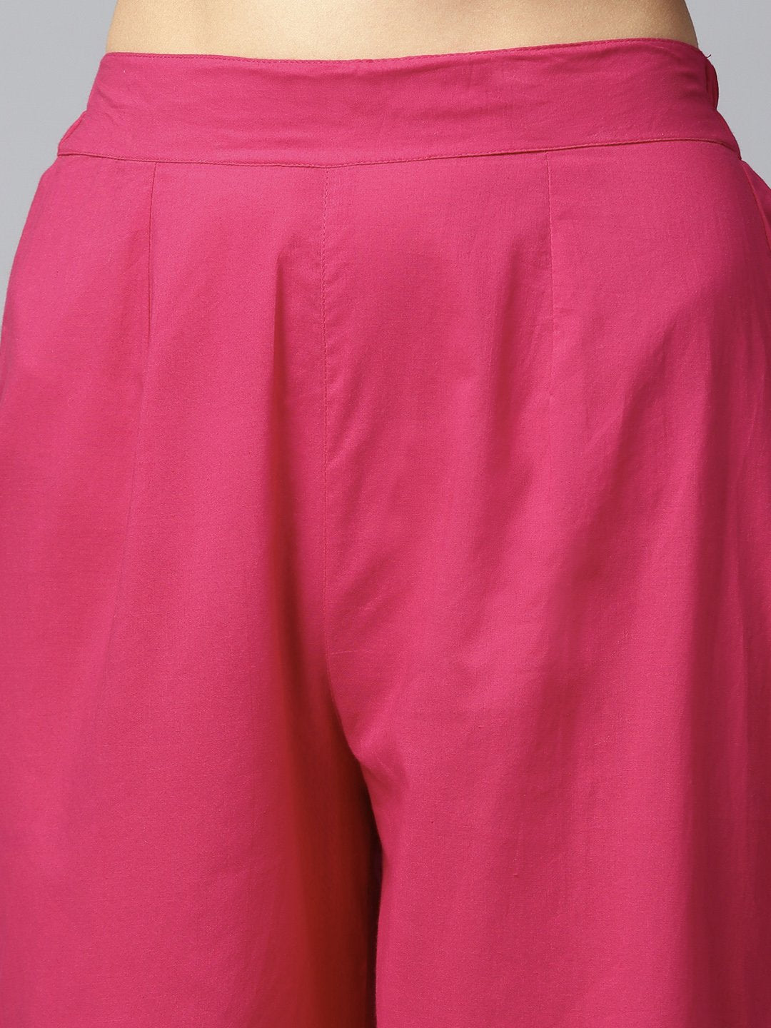 Pink Printed 3/4Th Sleeve Cotton Kurta With Solid Pink Palazzo | LASVINI - Redefining Indian Fashion with Elegance