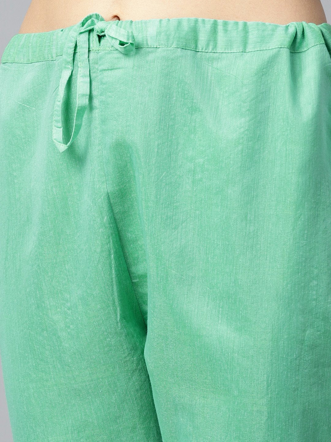 Green 3/4Th Sleeve Chandari Anarkali Kurta With Ankle Length Plazzo | LASVINI - Redefining Indian Fashion with Elegance