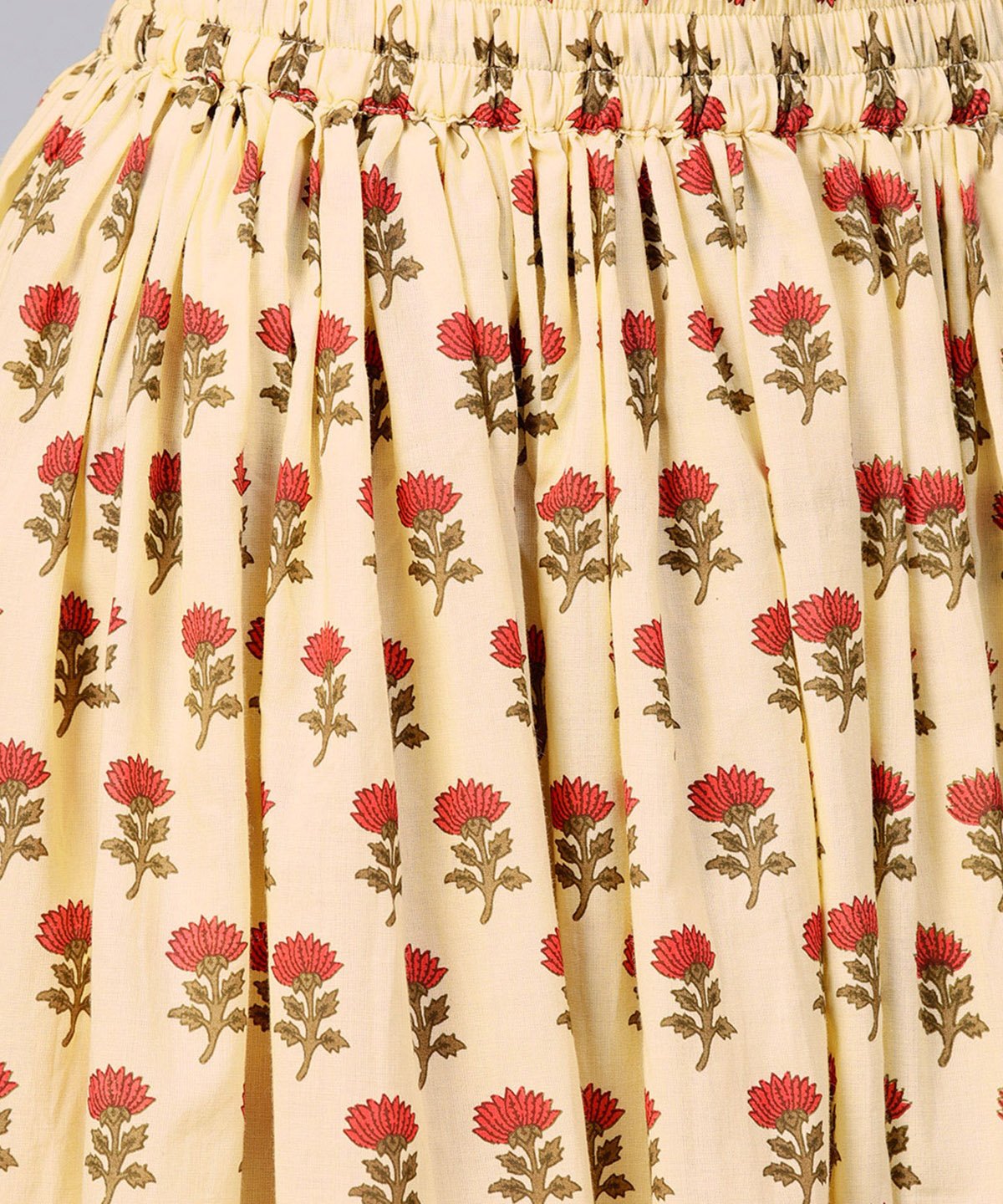 Yellow Printed Cotton Ankle Length Flared Skirt | LASVINI - Redefining Indian Fashion with Elegance