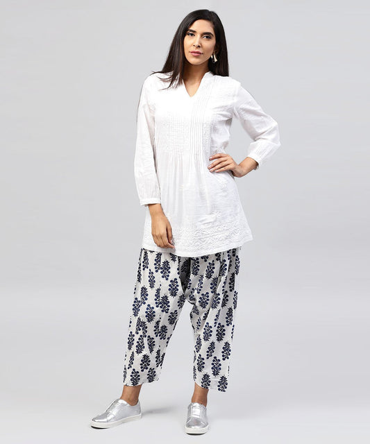 Blue Printed Ankle Length Cotton Salwar | LASVINI - Redefining Indian Fashion with Elegance