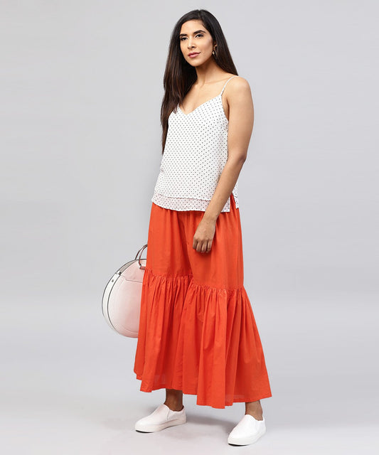 Solid Orange Cotton Ankle Length Sharara | LASVINI - Redefining Indian Fashion with Elegance