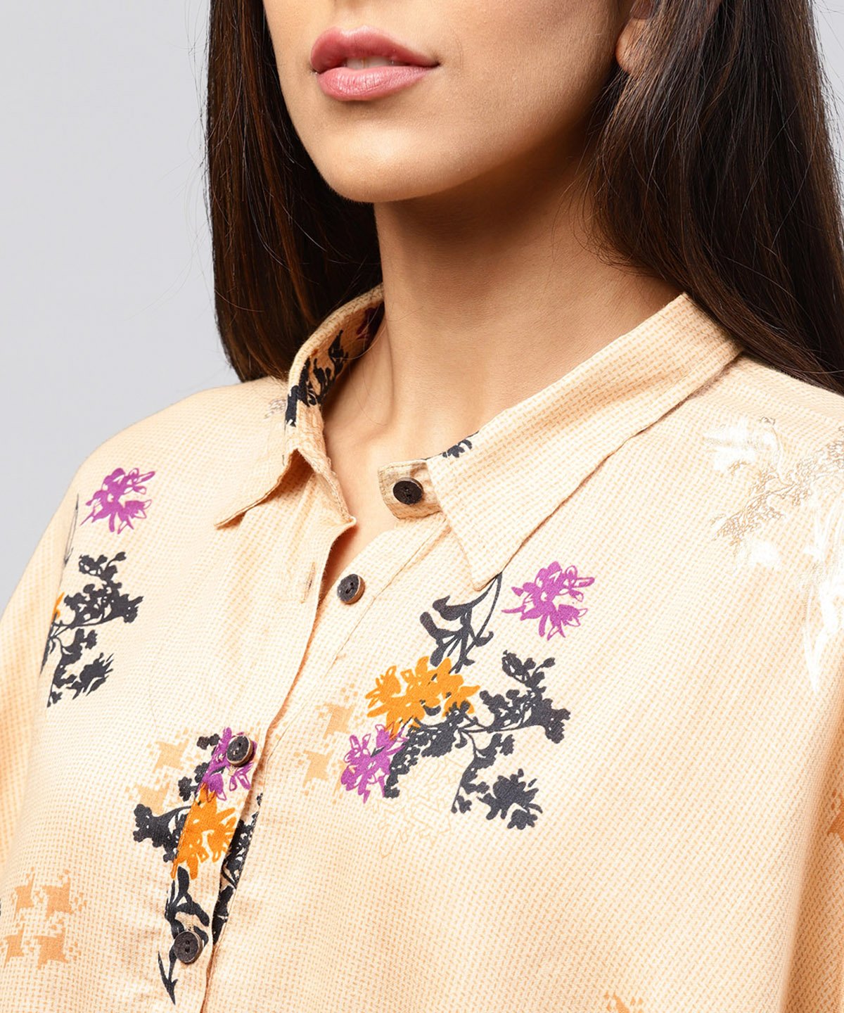 Yellow Front Open Banglori Printed Poncho Tops | LASVINI - Redefining Indian Fashion with Elegance